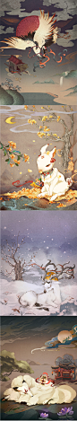 Thewind.The flowe.The snow.The moon. : Chinese Idioms【风花雪月】，use for clothous design.
