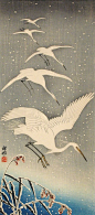 苍鹭在大雪原（Koson）（日本，1877-1945）日本，1925年印刷;  木刻颜色木版印刷图片：14 3/4 x 6 9/16英寸（37.47 x 16.67厘米）;  表格：15 5/8 x 6 15/16 in。（39.69 x 17.63厘米）Chuck Bowdlear博士，MA和John Borozan的礼物（M.2000.105.142）日本艺术：