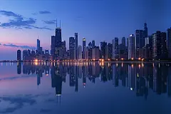 海滨城市规划水面倒影