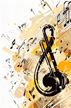 AI数字艺术音乐乐符乐谱元素插画