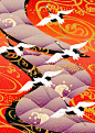 56号和风浮世绘花纹仙鹤扇子和服团花祝寿高清图片背景PS设计素材-淘宝网