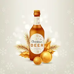 圣诞节啤酒瓶写实插画矢量图设计素材