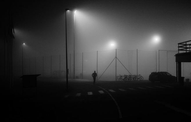 jogger in fog