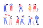Big Vector set of people characters : Big Vector set of people characters. Modern Flat design. Perfect for motion animation, websites, promo. Vector files, fully editable. Each character is isolated on transparent (125 Png