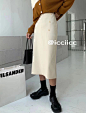 icciicc2021冬季新款韩版高腰显瘦设计感修身百搭包臀半身裙女-淘宝网