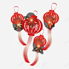 手绘红色灯笼高清素材 中国风 矢量灯笼 红色灯笼 免抠png 设计图片 免费下载