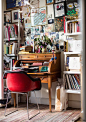 Ramdane and Victoire's Paris Apartment, Eiffel Tower, 7th arrondissement, desk, library, study / Garance Doré