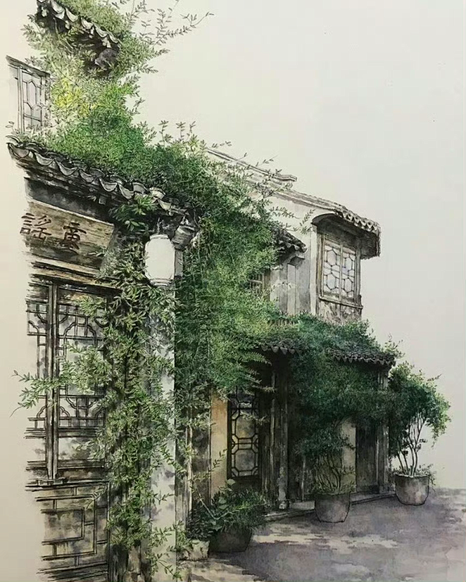 青砖黛瓦 粉墙斑驳 画家马小伟_5714...