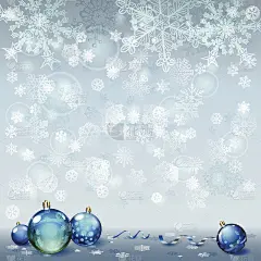 圣诞背景雪花和圣诞球