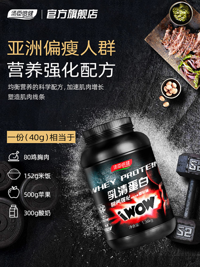 汤臣倍健蛋白增肌粉高蛋白质粉健身男瘦人增...