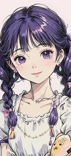 Ai  二次元少女  动漫壁纸  麻花辫