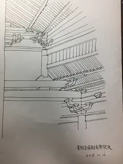 #5晋祠圣母殿前廊梁架