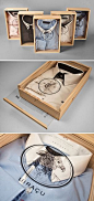 great packaging for a man's shirt - possibly done with a box frame (picture or display frame)