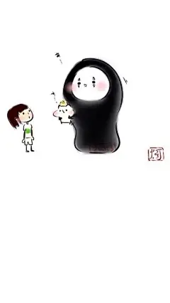 可爱的千寻与无脸男 iPhone5手机壁纸。宫崎骏动画