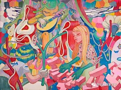 坠入一场诡异华丽的神秘梦魇丨James Jean_作品 : 与目前主流的插画师采用电脑绘制插画不同，James Jean 坚持用纸、木板、颜料进行手工创作，每张画作都伴随着奇妙想法，他说那是独一无二的艺术品。 James Jean为2008春夏PRADA…