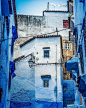 迷人的摩洛哥蓝色小镇 舍夫沙万 ​​​​