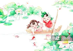 荷花,蜻蜓,大暑,插图画法,绘画插图正版图片素材