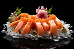 肉质鲜嫩的日式料理三文鱼图片摄影图片