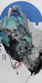 画家高良—青绿山水作品④ - 小红书
