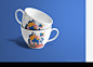 咖啡杯蓝色品牌vi展示贴图一键样机 _素材公社