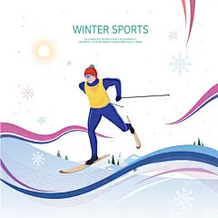 tid265t000435 单人滑雪 滑冰滑雪 冰雪天地 运动插图插画设计AI