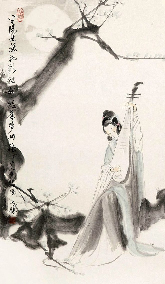 王义胜仕女图：清新素雅，有仙灵之气