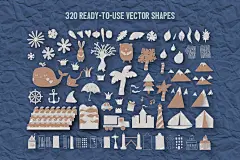 个性的时尚可爱剪纸风格PS图层样式素材paper-kingdom-for-photoshop-设计元素-美工云(meigongyun.com)