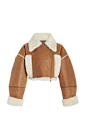 Cropped Shearling-Lined Leather Jacket