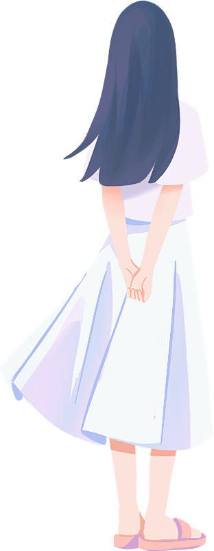 海滩情侣人物完整插画-女生背影