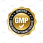 GMP(良好生产规范)认证的白色背景圆形图章-向量