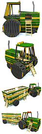 Cool farm tractor playhouse plan.  All made from lumber you can get at your local lumberyard.  Download the play today!