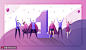 紫色背景 庆贺彩带 集体一等奖 团队协作插图AI51商务办公素材下载-优图网-UPPSD