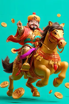财神爷骑马马年模型元素