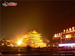 西安钟鼓楼夜景图片素材