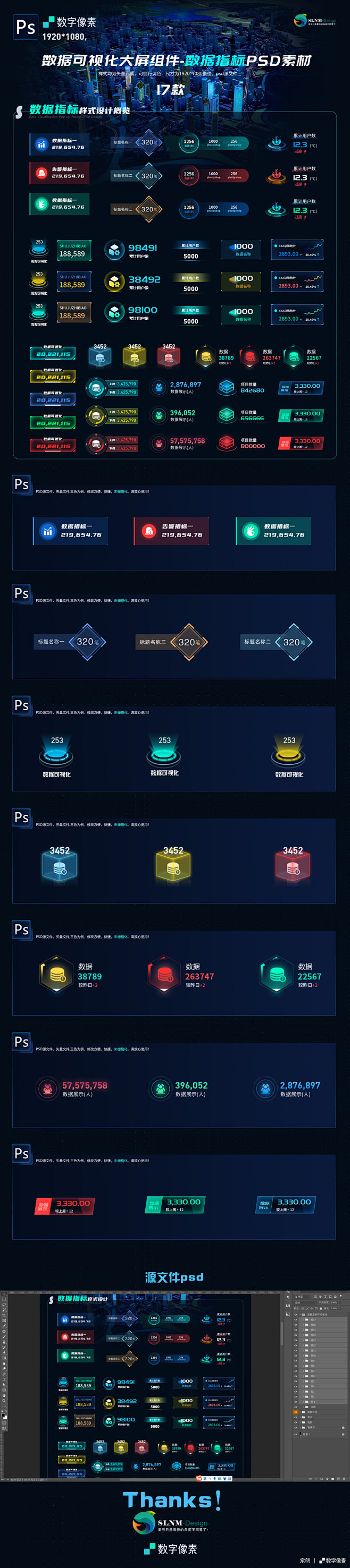 可视化大屏数据指标组件素材