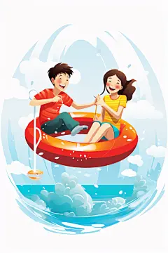 学生放暑假漫画风快乐插画