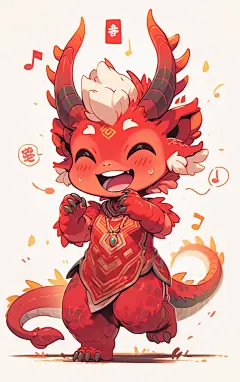 红色可爱龙宝宝素材图片