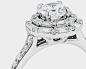 Monique Lhuillier Baguette Halo Diamond Engagement Ring in Platinum (2/3 ct. tw.) | Blue Nile : Utterly glamorous, this strikingly sophisticated ring features a double halo crafted with baguette and round brilliant diamonds, as well as a row of round diam