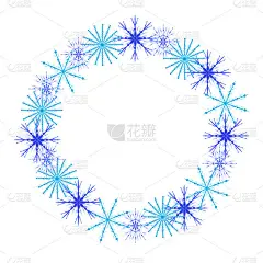 新年水彩雪花帧孤立在白色的背景。手绘花环与雪花为您的设计。可爱的圣诞插图。圆形形状的冬季模板，贺卡和