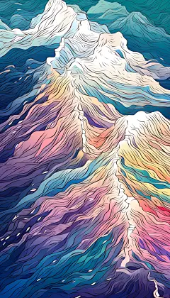 彩色山水艺术创意插画