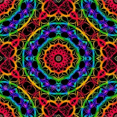 深色艺术装饰花边图案与抽象的几何花朵。无缝的矢量图
