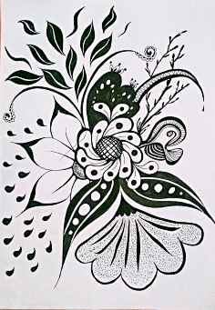 手绘黑白装饰画线描