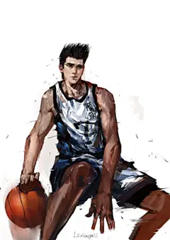 【永恒的经典Slam Dunk】这套帅气的插画作品来自@lixiaoyaoII 怀念啊逝去的青春！