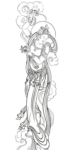 高清敦煌飞天线描