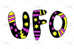 UFO- handwritten calligraphy vector illustration. 