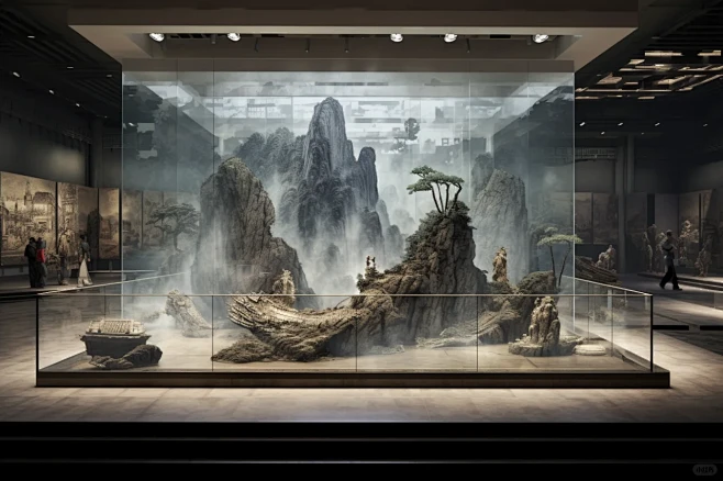 AI生成博物馆布展场景（含咒语）-花瓣网
