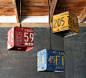 Lamps from old license plates (ebay) for my office area: 