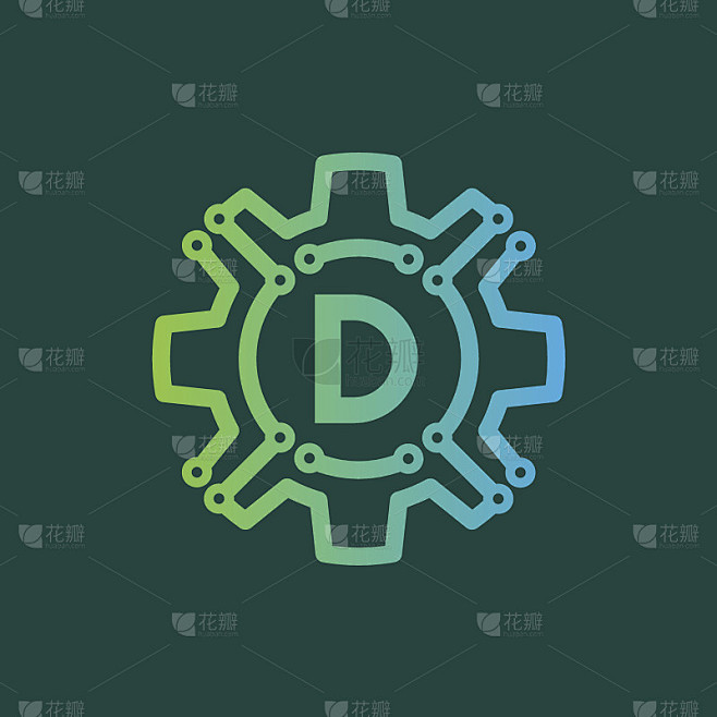 技术初始字母D图标设计