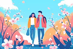 扁平风旅游手绘山野插画
