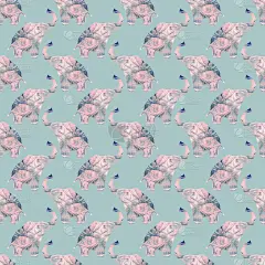 无缝模式与大象。手绘水彩画。壁纸，封面，海报，剪纸，布料，卡片